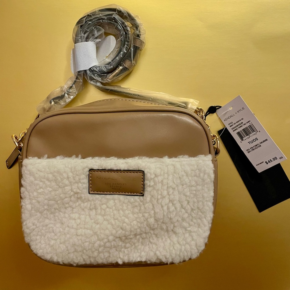 Kendall & Kylie Tan and Cream Crossbody Sherpa Bag